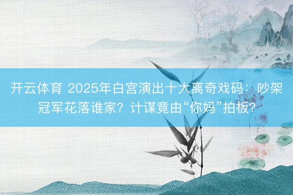 开云体育 2025年白宫演出十大离奇戏码:吵架冠军花落谁家?计谋竟由“你妈”拍板?