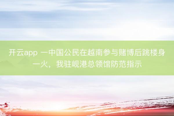 开云app 一中国公民在越南参与赌博后跳楼身一火，我驻岘港总领馆防范指示