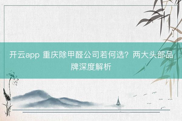 开云app 重庆除甲醛公司若何选？两大头部品牌深度解析