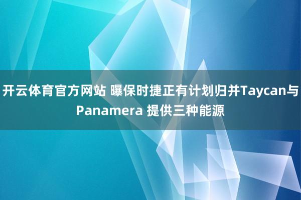 开云体育官方网站 曝保时捷正有计划归并Taycan与Panamera 提供三种能源