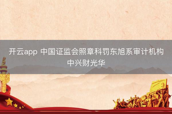 开云app 中国证监会照章科罚东旭系审计机构中兴财光华