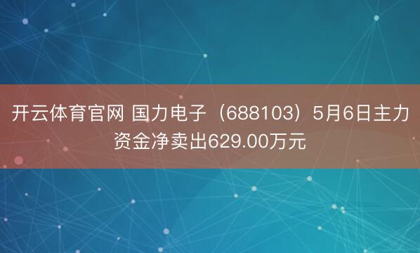 开云体育官网 国力电子（688103）5月6日主力资金净卖出629.00万元