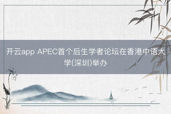 开云app APEC首个后生学者论坛在香港中语大学(深圳)举办